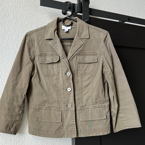 Ann Taylor LOFT - Army-Green Cotton-Blend Jacket - SZ 6 - Picture 1 of 10